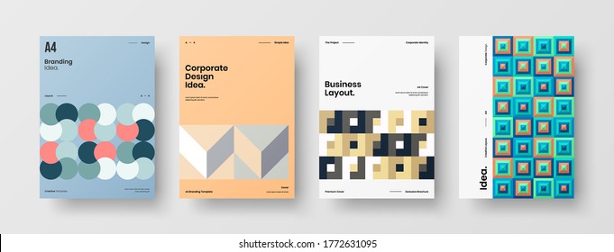Abstract brochure cover vector design. Corporate identity geometric illustration template.