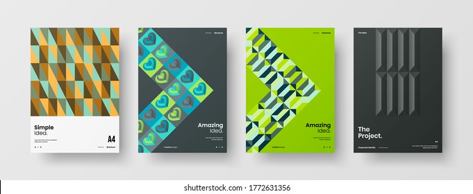 Abstract brochure cover vector design. Corporate identity geometric illustration template.