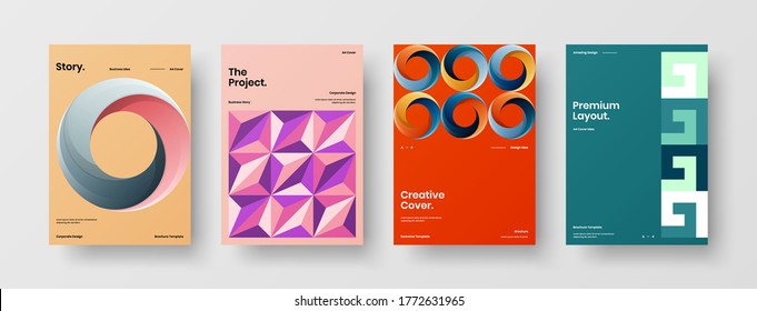 Abstract brochure cover vector design. Corporate identity geometric illustration template.