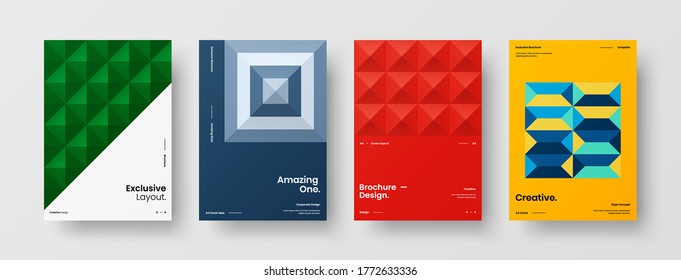 Abstract brochure cover vector design. Corporate identity geometric illustration template.