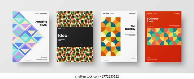 Diseño de vectores de la portada del folleto abstracto. Plantilla de ilustración geométrica de identidad corporativa.