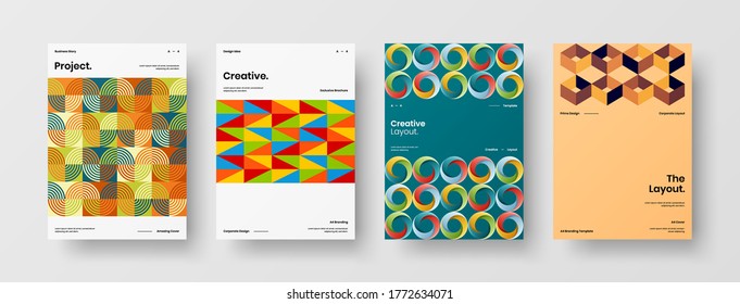 Diseño de vectores de la portada del folleto abstracto. Plantilla de ilustración geométrica de identidad corporativa.