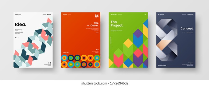 Abstract brochure cover vector design. Corporate identity geometric illustration template.