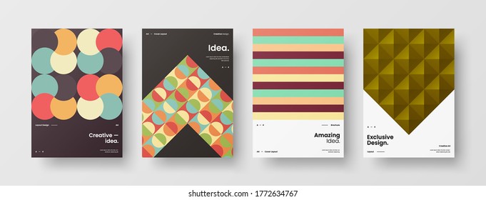 Abstract brochure cover vector design. Corporate identity geometric illustration template.