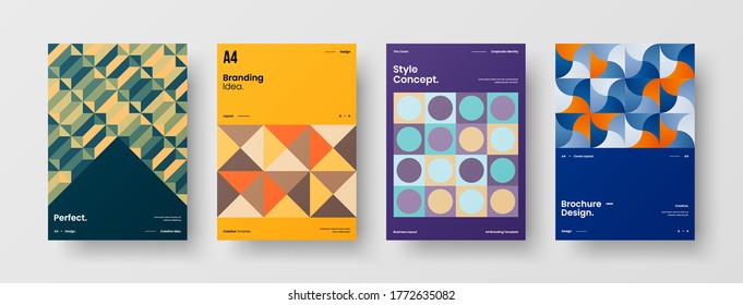 Abstract brochure cover vector design. Corporate identity geometric illustration template.