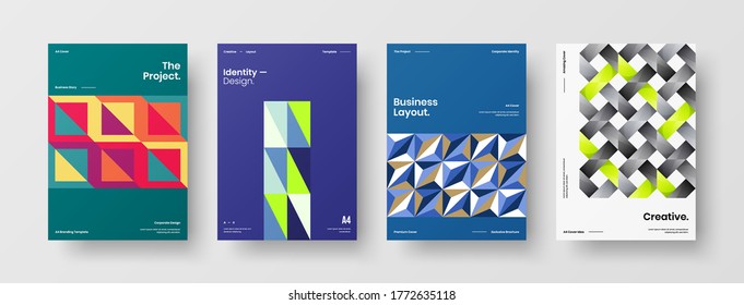 Abstract brochure cover vector design. Corporate identity geometric illustration template.