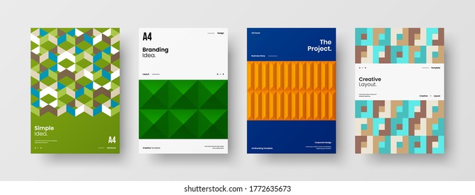 Diseño de vectores de la portada del folleto abstracto. Plantilla de ilustración geométrica de identidad corporativa.