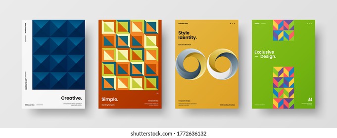 Abstract brochure cover vector design. Corporate identity geometric illustration template.