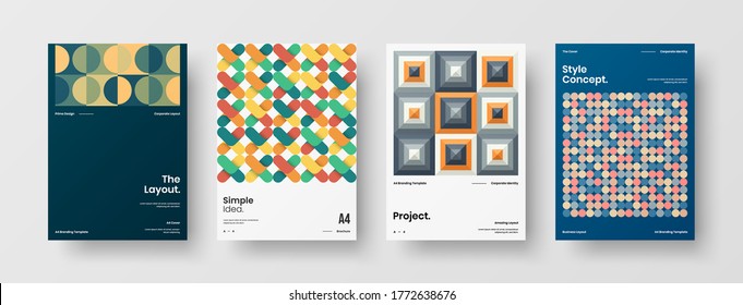 Abstract brochure cover vector design. Corporate identity geometric illustration template.