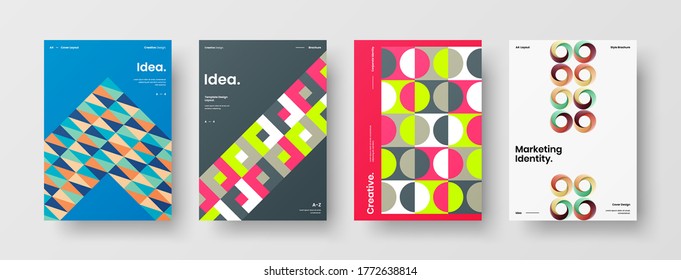 Diseño de vectores de la portada del folleto abstracto. Plantilla de ilustración geométrica de identidad corporativa.