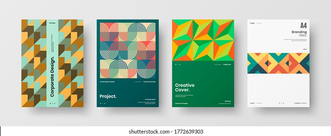 Diseño de vectores de la portada del folleto abstracto. Plantilla de ilustración geométrica de identidad corporativa.