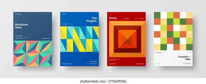 Diseño de vectores de la portada del folleto abstracto. Plantilla de ilustración geométrica de identidad corporativa.