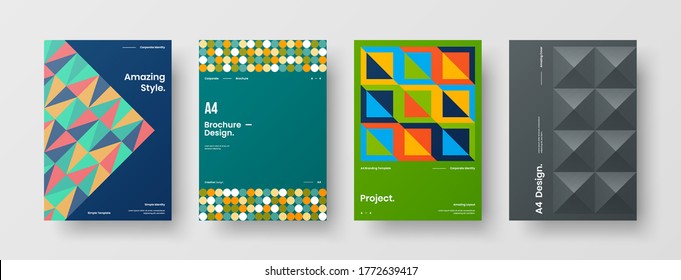 Abstract brochure cover vector design. Corporate identity geometric illustration template.