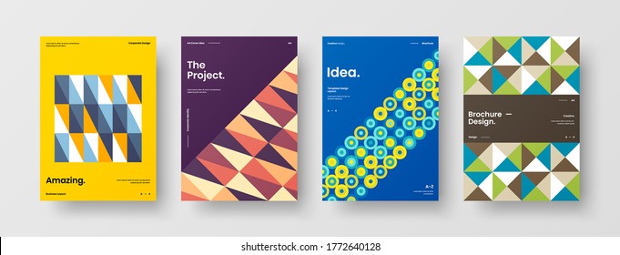 Abstract brochure cover vector design. Corporate identity geometric illustration template.