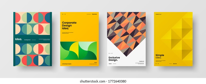 Diseño de vectores de la portada del folleto abstracto. Plantilla de ilustración geométrica de identidad corporativa.