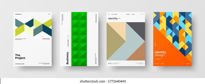 Abstract brochure cover vector design. Corporate identity geometric illustration template.