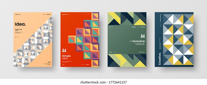 Abstract brochure cover vector design. Corporate identity geometric illustration template.