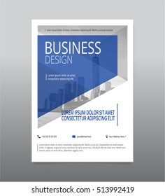 Abstract brochure design background, flyer template. Can be used for business mockup or any other project you like. Editable vector with blue color.