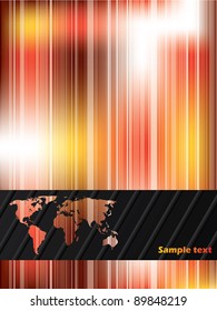 Abstract brochure design for company in red and orange color with world map