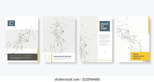 Diseño de folleto abstracto con molécula de conexión geométrica. Plantilla geométrica para revista