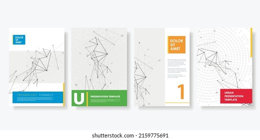 Abstract brochure design with geometric connect molecule. Geometric template for magazine