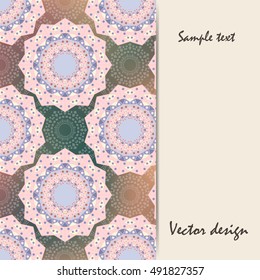 Abstract brochure design with geometric mandala elements. Vector illustration