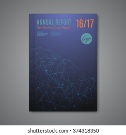 Abstract Brochure Design with Geometric Pattern. Social Network Concept. Vector Template