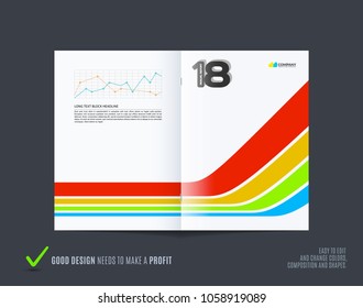 Abstract brochure design, modern catalog, centerfold cover, flyer in A4 with colourful smooth shapes for development