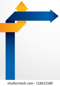 Abstract brochure design with orange and blue origami arrows