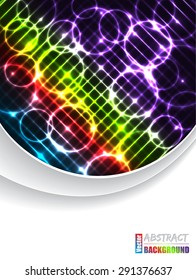 Abstract brochure design with rainbow crosses bubbles and gray waves