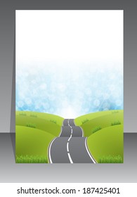 Abstract brochure design with road background and place for text