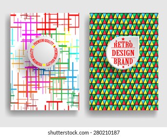 Abstract Brochure Design . Vintage Set Of Colorful Patterns .