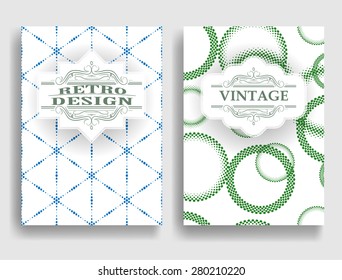 Abstract Brochure Design . Vintage Set Of Different  Colorful Patterns .