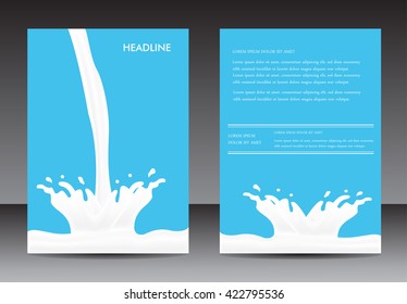 Abstract brochure design.Flyer with milk splash.Layout in A4 size.Vector illustration.
