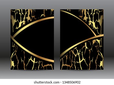 Abstract brochure design.Gold and black backgrounds for flyer,poster.