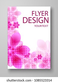 Abstract brochure flyer design template with flowers. Can be  use for publishing, print  and presentation. Vector. Eps 10
