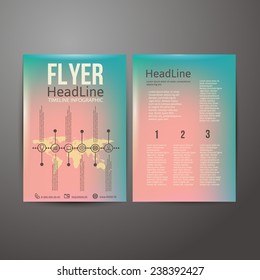 Abstract  Brochure Flyer design template with the timeline.  vector illustration