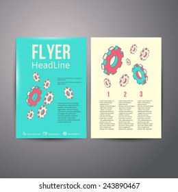 Abstract  Brochure Flyer design template. Human head with gears .  vector illustration