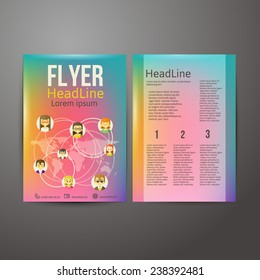 Abstract Brochure Flyer design with the theme of social networks.  vector illustration