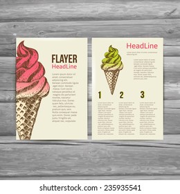 Abstract  Brochure Flyer design vector template. stylish ice cream, vector illustration