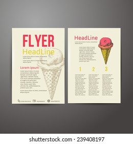 Abstract  Brochure Flyer design vector template. stylish ice cream, vector illustration