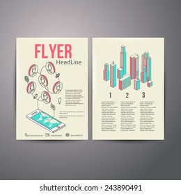Abstract  Brochure Flyer design vector template. social Networks vector illustration