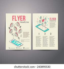 Abstract  Brochure Flyer design vector template. social Networks vector illustration