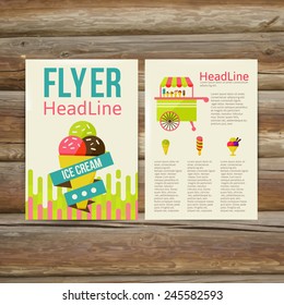 Plantilla vectorial de diseño de folleto de folleto abstracto. helado elegante, ilustración vectorial