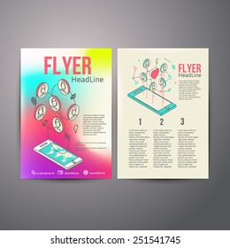 Abstract  Brochure Flyer design vector template. social Networks vector illustration