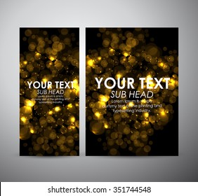 Abstract Brochure Gold Bokeh. Business Design Template Or Roll Up. Vector Illustration