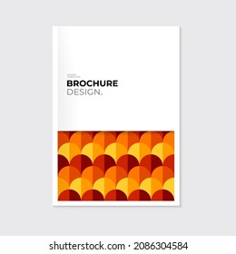 Abstract brochure, leaflet, cover template design. Orange seamless vector pattern on white background. Blue gradient. A4 blank. Vector