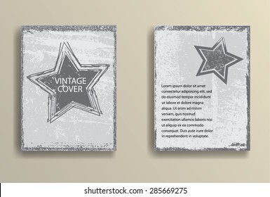 Abstract Brochure and Retro Design Elements. Grunge Distressed Stars. Vector Illustration. 