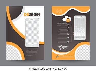 Abstract brochure with smartphone design template. Book design, print design, journal. Brochure vector. Brochure template. Flyer design. Flyer template. Brochure abstract design. Brochure background