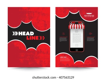 Abstract brochure with smartphone design template. Book design, print design, journal. Brochure vector. Brochure template. Flyer template. Brochure abstract 